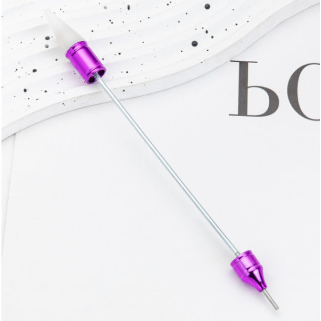 Wholesale 2pcs Beadable Pens Nail art Double-head drill pen DIY tools with wax blotting dot decal appliqué pen